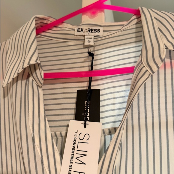 Express Gray and White Striped Shirt - Picture 3 of 6